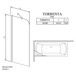 Шторка на ванну Radaway Torrenta PNJ 80 L прозрачное стекло